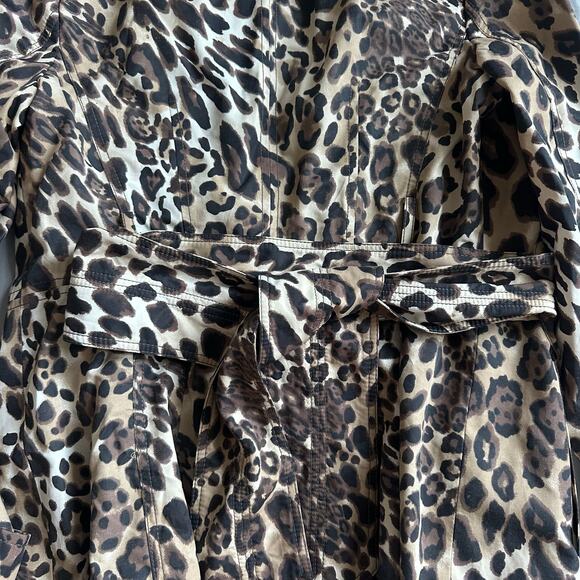 Zara Brown/Black Cheetah Print, Gold Button, Lined, Belted, Trench Coat- M - Picture 11 of 11